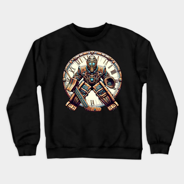 Ice Hockey Time Travel AI Robot Goalie Crewneck Sweatshirt by E